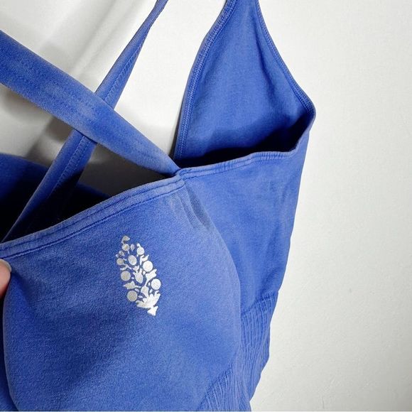Free People FP Movement Good Karma Crop Top Shorts Bra Cobalt Blue Size M/L - Picture 7 of 7